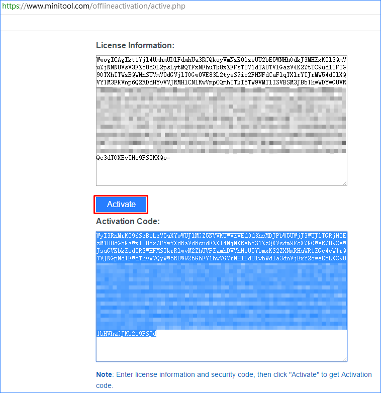 generate the activation code