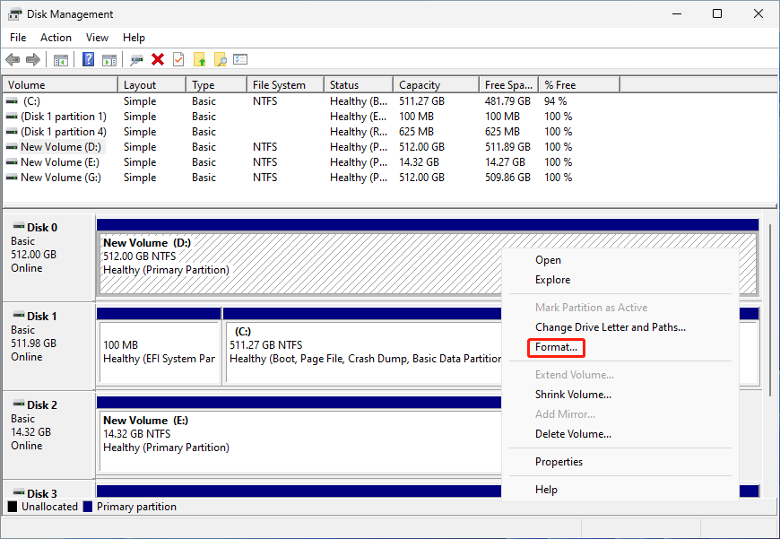 select Format from the context menu