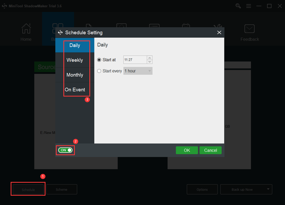 schedule backup