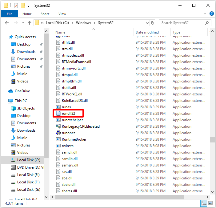 the location of rundll32.exe