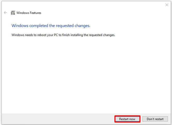 click restart now